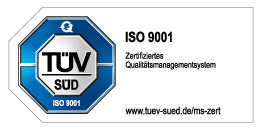TÜV SÜD ISO 9001 Zertifikat für priomold: zertifiziertes Qualitätsmanagement im Kunststoffspritzguss.