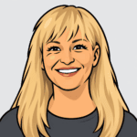 Gezeichneter Avatar von Julia mit langen blonden Haaren