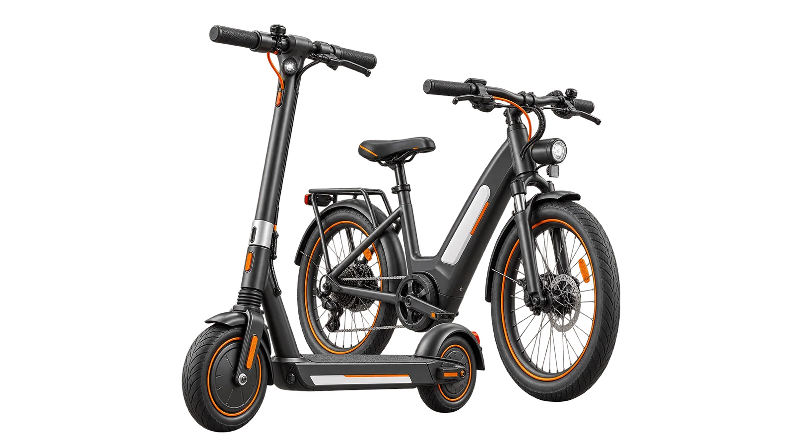E-Scooter und E-Bike als Beispiele für Kunststoffbauteile in moderner Mobilität